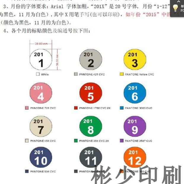 定制彩色年份月份日期30mm圆形月份贴纸季度标签仓库先进先出标签 - 图0