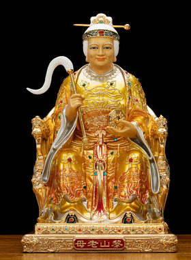 黄铜中式黎山老母神像摆件