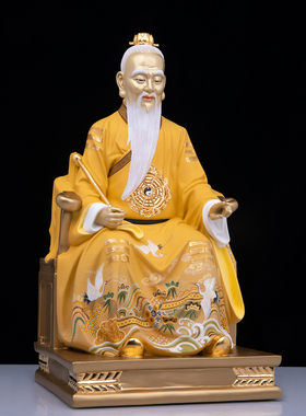 铜锦彩绘太上老君神像摆件