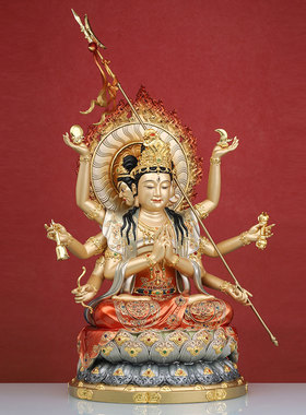 斗姆元君神像摆件铜鎏金供奉摆件