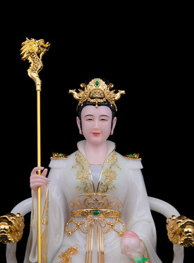 汉白玉玄关客厅桌面玉帝王母摆件