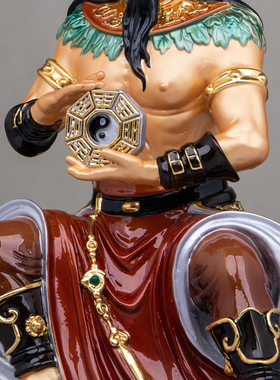 台湾铜彩绘伏羲大帝神像供奉摆件