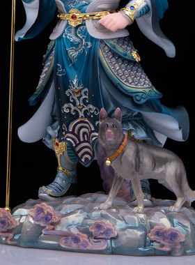 玉石粉二郎神家用供奉摆件