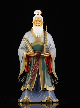 祥狮纯铜姜子牙神像台湾镇宅摆件