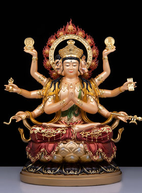 斗姆元君黄铜贴金供奉神像