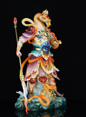 汉白玉蛇将军蟒蛇像供奉摆件