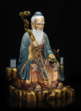 纯铜彩绘药王爷神像摆件