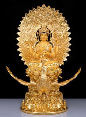 全铜孔雀明王东密佛母供奉摆件