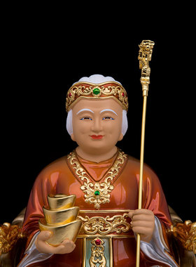 铜保平安客厅玄关土地公婆摆件