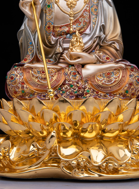 典藏纯铜彩绘观世音菩萨佛像供奉摆件释迦牟尼地藏王菩萨娑婆三圣