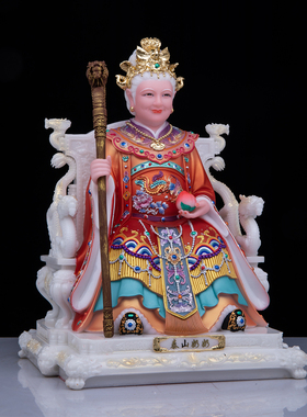 汉白玉泰山奶奶神像玄关供奉