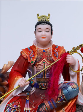汉白玉桌面麒麟三太子神像摆件