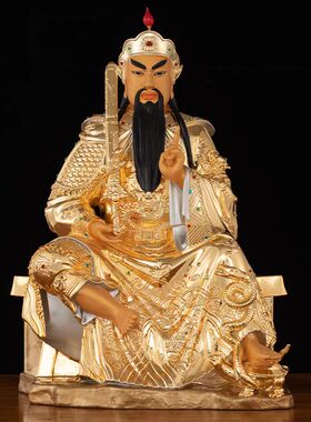 真武大帝玄武祖师铜彩绘供奉像
