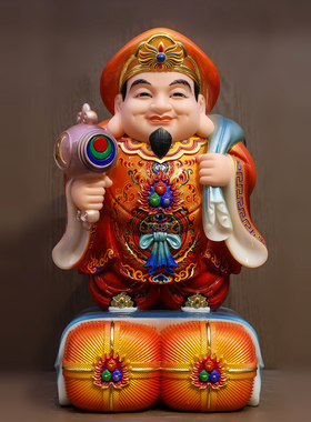 汉白玉大黑天神像招财供奉摆件