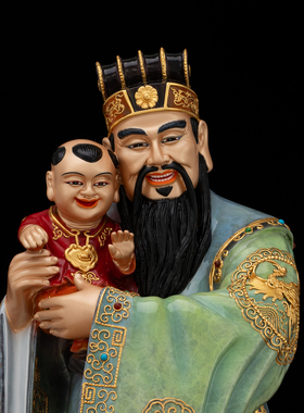 典藏黄铜热着色福禄寿三星神像福星禄星寿星贺寿居家供奉中式摆件