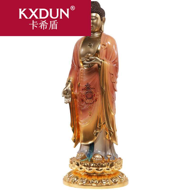 纯铜珐琅彩观音菩萨家用供奉佛像 卡希盾摆件