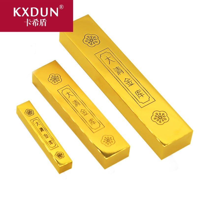卡希盾开光纯铜金条金砖仿真财神 卡希盾摆件