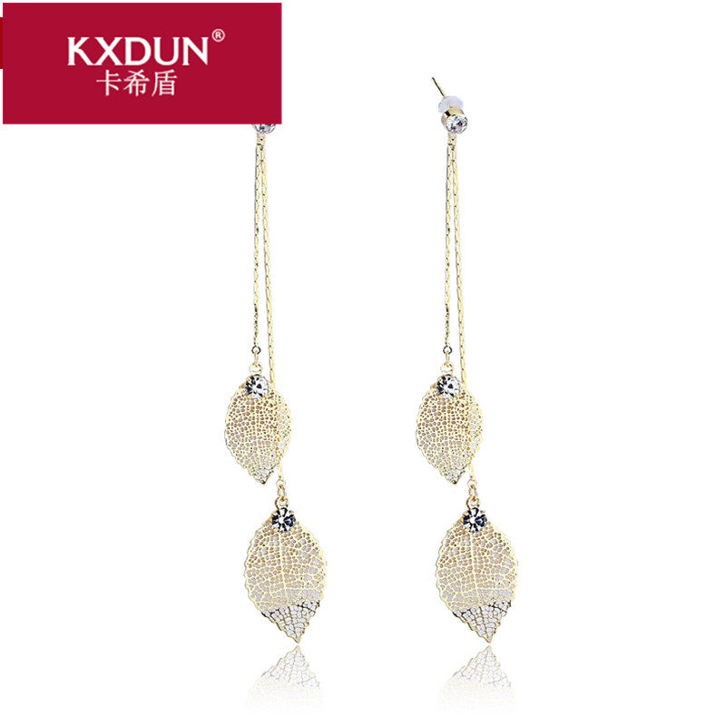 kxdun /卡希盾韩国圆脸一叶子耳环 卡希盾摆件