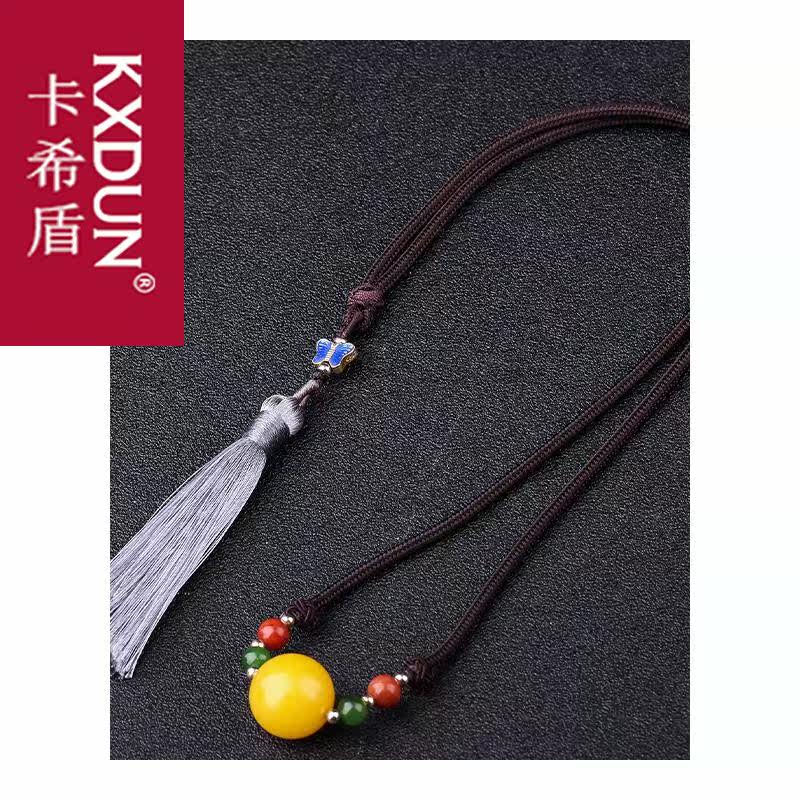 kxdun吊坠天然鸡油黄蜜原石锁骨链 卡希盾项坠/吊坠