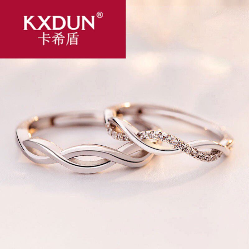 纯银男女一对戒日韩版小众情侣戒指 卡希盾戒指/指环