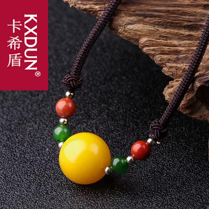 kxdun吊坠天然鸡油黄蜜原石锁骨链 卡希盾项坠/吊坠