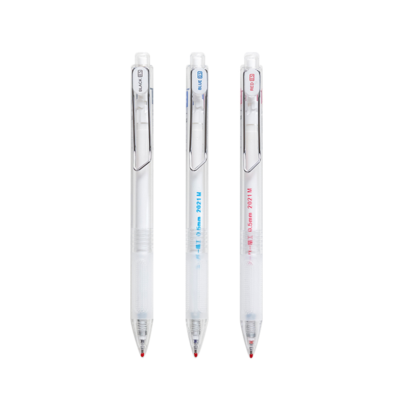 东米按动中性笔ins日系高颜值红笔学生用大容量黑蓝笔0.5签字水笔-图3