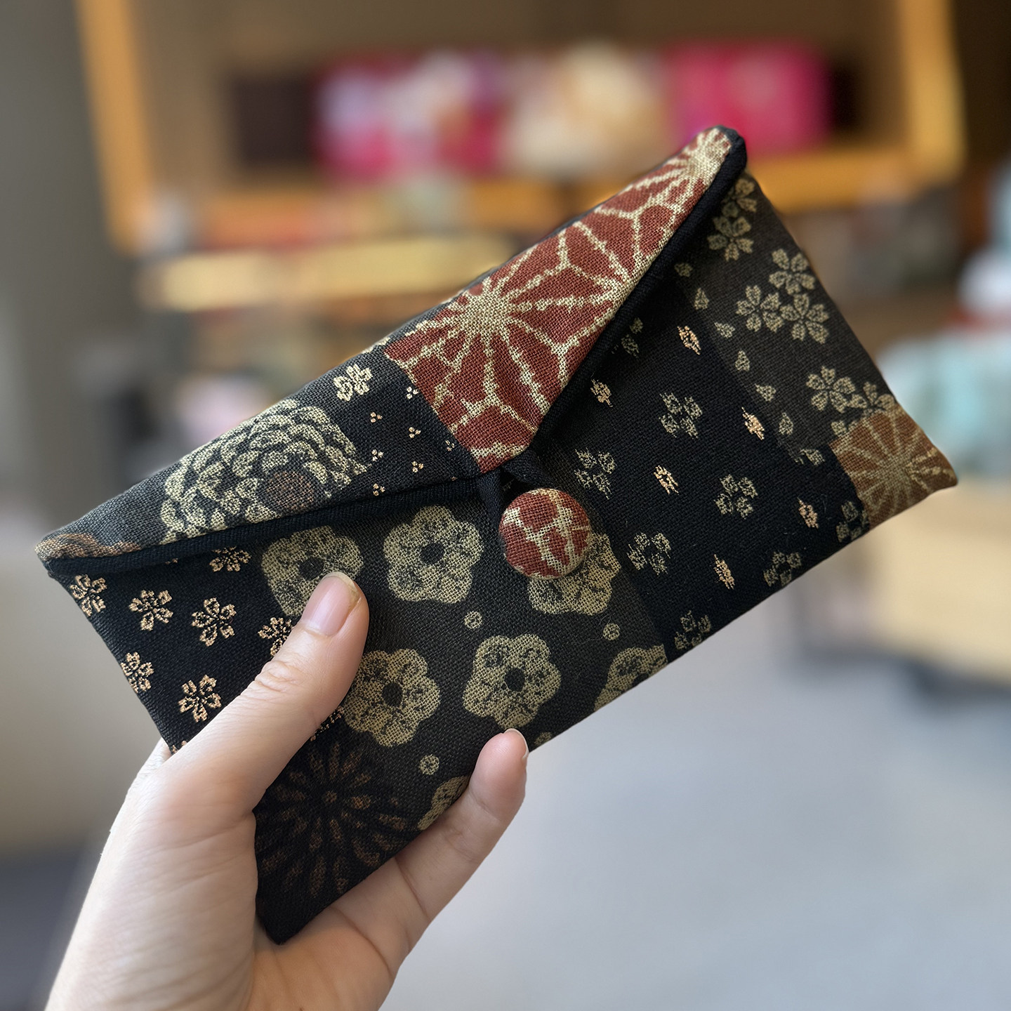 枫外设计 流金漆花影 钱包手机包手拿包 进口纯棉 环保印染材质,淘宝优惠券,粉丝福利购,淘宝优惠卷