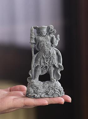 青砂石四大天王佛护法金刚摆件