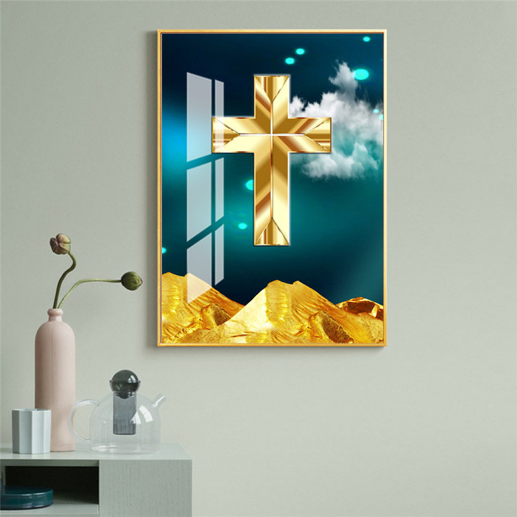 十字架画晶瓷画装饰画客厅画书房金属画简框画挂画壁画