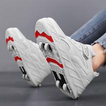 Four Rounds Of Storm Shoeshoe Skate 6 To 12 Years Old Concealed Carry Wheel Sneakers Children Double Wheel Storm Shoeshoe Student Edition