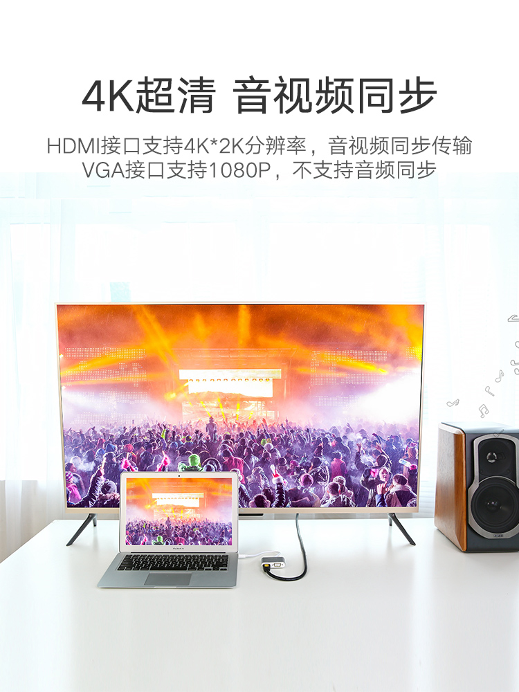 绿联minidp转hdmi转换器苹果电脑macbook air笔记本接投影仪电视显示器vga雷电视频转接头线微软surface通用
