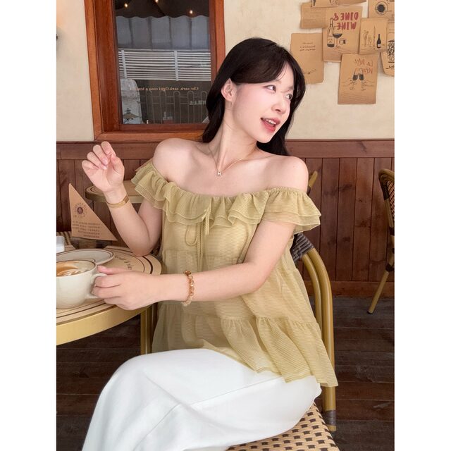 ເສື້ອເຊີດແຂນບໍ່ມີຄໍ chiffon ຄໍສາຍດຽວສໍາລັບແມ່ຍິງລະດູຮ້ອນ ເສື້ອຢືດສັ້ນບາງໆ