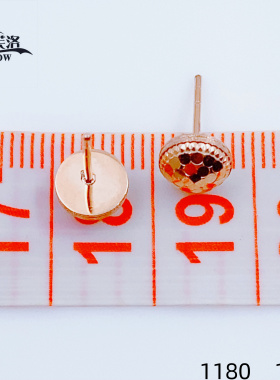 正品俄罗斯14K玫瑰金镭射爆闪耳钉女新款时尚闪亮紫金耳钉Au585