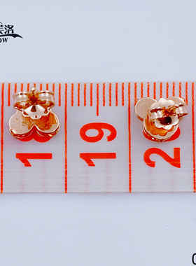 正品俄罗斯14K玫瑰金车花可爱米奇耳钉女新款时尚闪亮紫金Au585