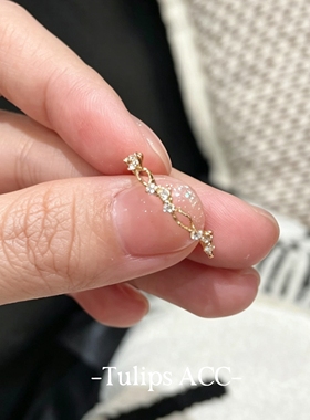 镶钻锆石戒指女轻奢小众设计感开口可调节极细素圈指环细食小指戒