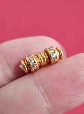 沙金万向轴唐草纹隔片镶钻跑环隔珠隔圈文玩手串链佛珠