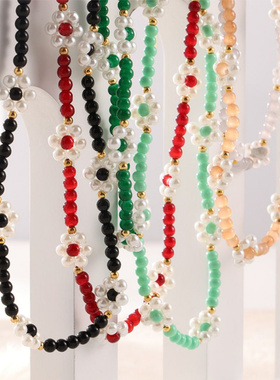多巴胺穿搭气质饰品贝珠混搭多彩