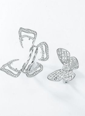 欧美个性夸张蝴蝶设计高碳钻戒指