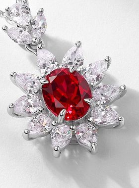 直播热采培育红宝吊坠锁骨链时尚