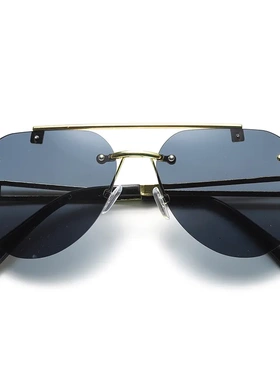 2025新款无框豹子头太阳镜女男士双梁个性切边蛤蟆跨境眼镜