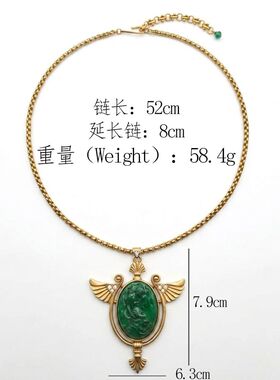 中古金天使翅膀镶吊坠项链欧美宗