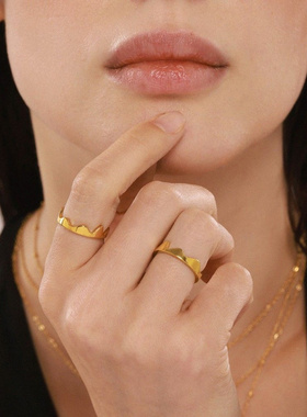 谜丽波浪线指环ins极简冷淡风素