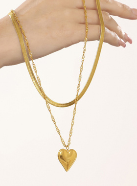 谜丽不锈钢水波纹刀片链条爱心双