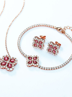 欧美新款轻奢时尚四叶草培育红宝