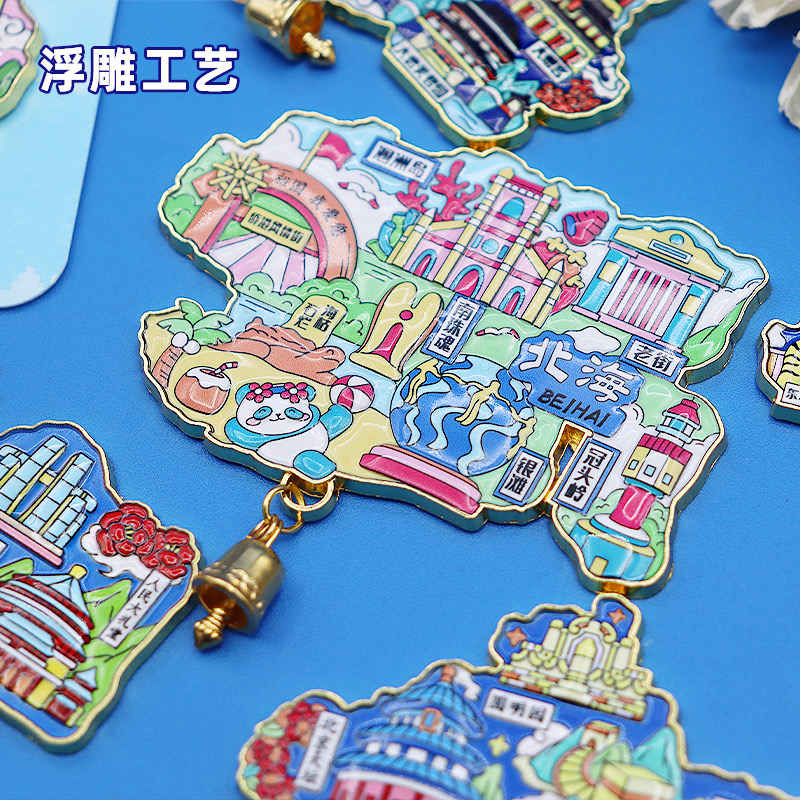 大理金属AR地图】城市创意冰箱贴大理古城国潮旅游纪念品伴手礼品 - 图1