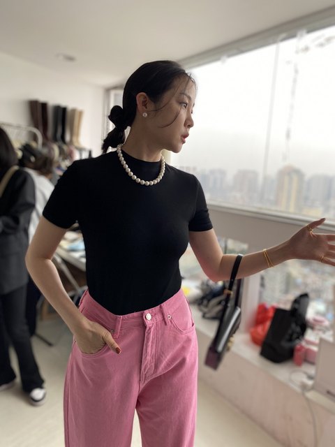 显瘦widelia小立领短袖T恤女短袖