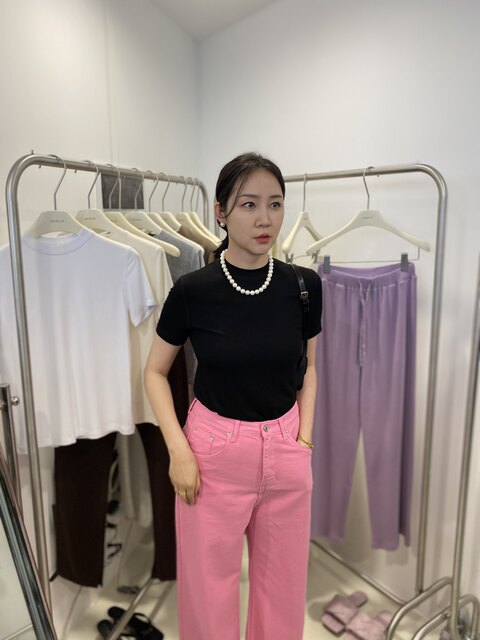 显瘦widelia小立领短袖T恤女短袖