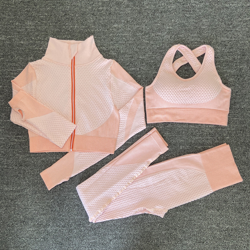 2/3PCS Seamless Women Yoga Set Workout Sportswear Gym Clothi - 图0