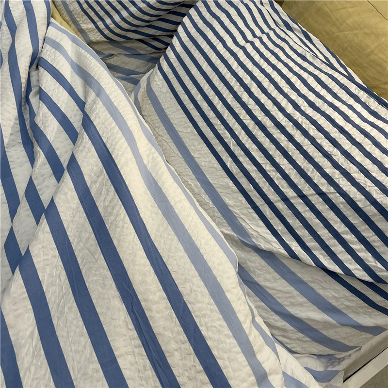 IKEA宜家鲁特雪维被套泡泡纱质感纯棉简约蓝色条纹单人双人被罩-图2