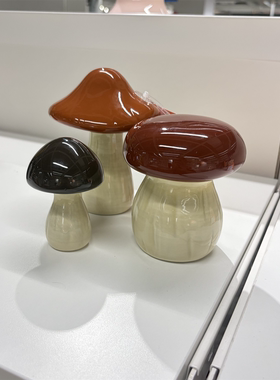 IKEA宜家 赫斯塔吉尔 装饰品3件套蘑菇造型桌面摆件温馨节日装扮